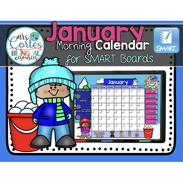 Morning Calendar For SMART Board – January (Winter)
