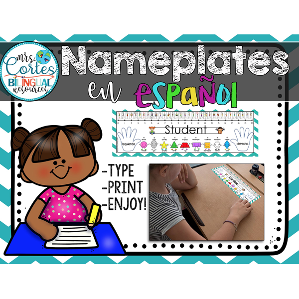 Teal/White Chevron Nameplates Spanish