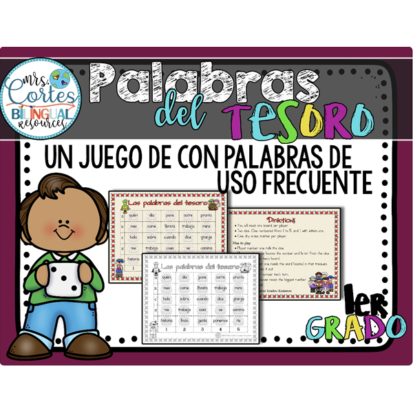 Las Palabras del Tesoro- Spanish High Frequency Words Game for first grade