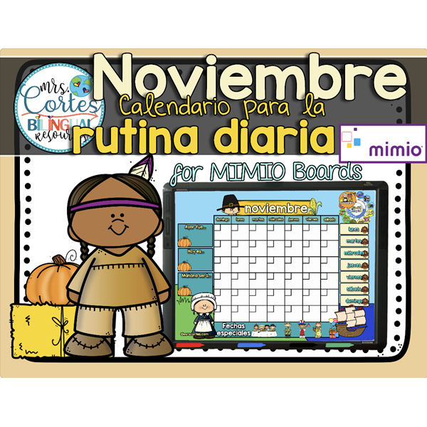 Morning Calendar For MIMIO Board – Noviembre (Acción de Gracias)