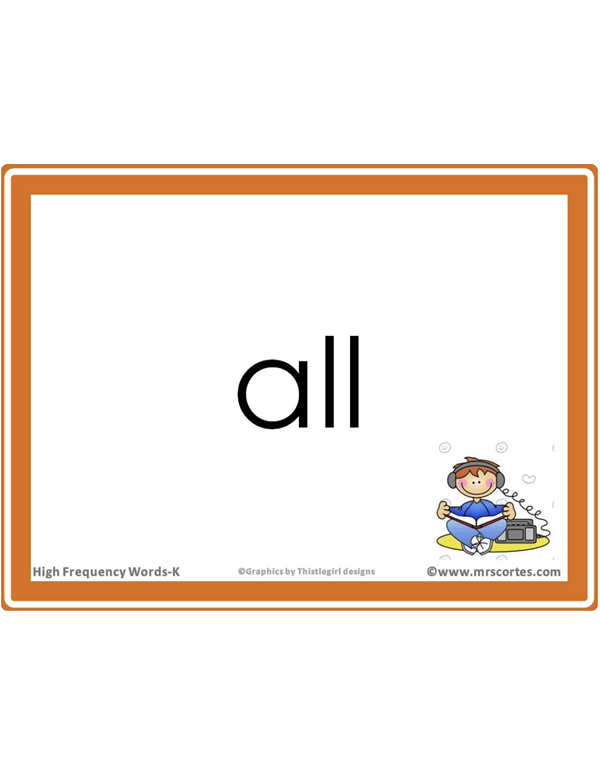 Interactive High Frequency Words Kindergarten/English- Alphabet Order