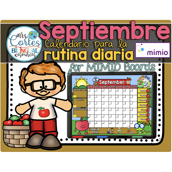 Morning Calendar For MIMIO Board – Septiembre (Manzanas)