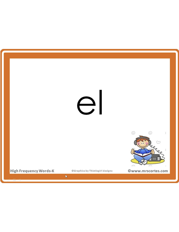 Interactive High Frequency Words Kindergarten/Spanish- Random Order