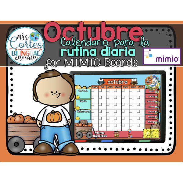 Morning Calendar For MIMIO Board – Octubre (Otoño)