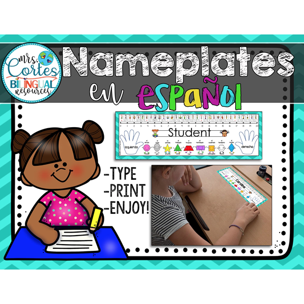 Teal/Aqua Chevron Nameplates Spanish