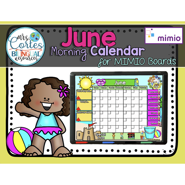 Morning Calendar for MIMIO Board – June (Summer)