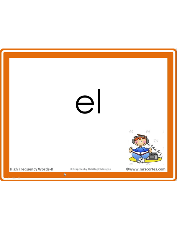 Interactive High Frequency Words Kindergarten/Spanish- Alphabet Order