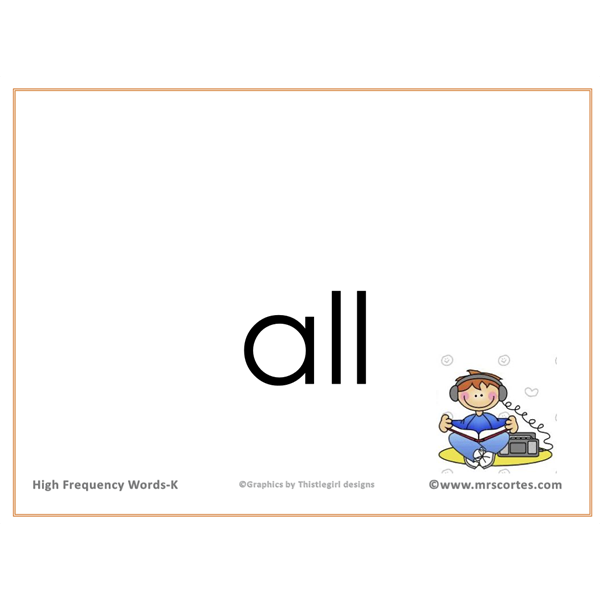 Interactive High Frequency Words Kindergarten/English- Random Order