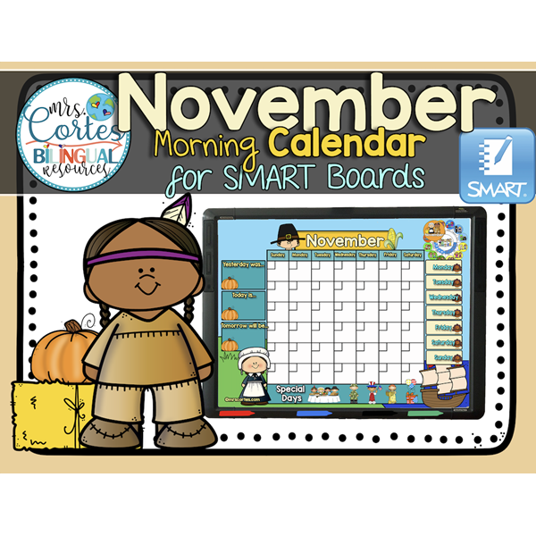 Morning Calendar For SMART Board – November (Thanksgiving)