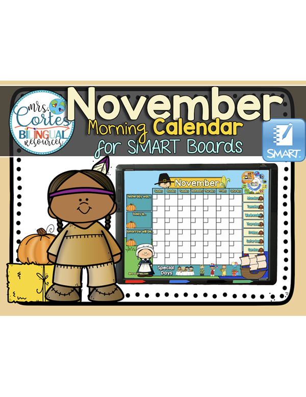 Morning Calendar For SMART Board – November (Thanksgiving)