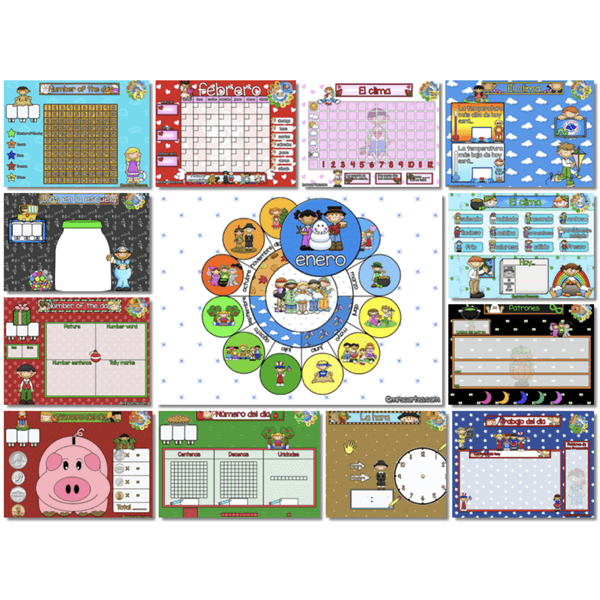 ACTIVBOARD Calendar Math- 13 Month Set Spanish